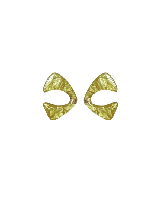 Kolibri Collective Teresita Earrings Mini in vibrant limoncello yellow with non-tarnishing gold wire, feather-light and versatile earrings for casual or evening wear.